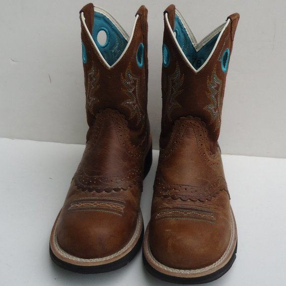 SIZE 7 B. Ariat FatBaby Brown Leather Boots Women's. - Picture 2 of 16